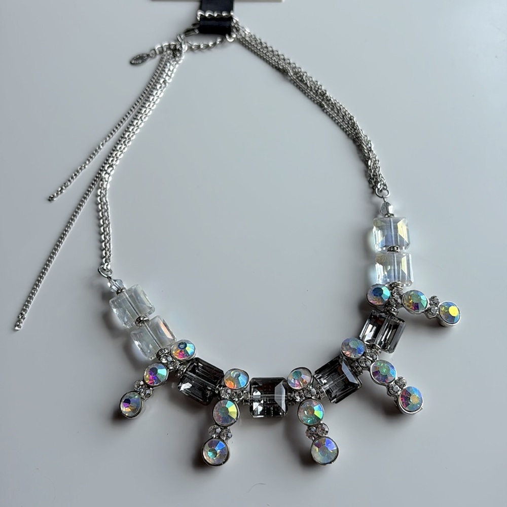 c.A,K.e. Silver and Crystal Statement Necklace